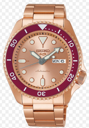 Seiko 5 Sports 55th Anniversary Limited Edition Rose Gold Dial Rose Gold Steel Strap Watch for Men - SRPK08K1