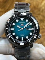 Seiko 5 Sports Automatic Turquoise Dial Grey Steel Strap Watch for Men - SRPC65J1 Buy Now By Seiko