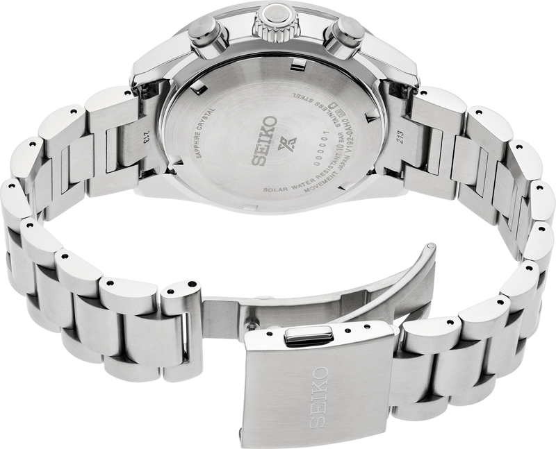 Seiko Prospex Solar Chronograph 1969 Re-interpretation Orange Dial Silver Steel Strap Watch for Men - SSC947 Buy Now By Seiko