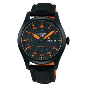 Seiko 5 Sports Flieger Pilot Automatic Black Dial Black Nylon Strap Watch for Men - SRPH33K1