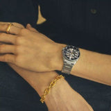 Seiko 5 Sports SKX Street Stonewash Black Dial Silver Steel Strap Watch for Men - SRPL79K1