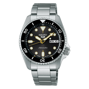 Seiko 5 Sports SKX Street Stonewash Black Dial Silver Steel Strap Watch for Men - SRPL79K1
