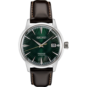 Seiko Presage Cocktail Time Automatic Green Dial Brown Leather Strap Watch for Men - SRPD37J1
