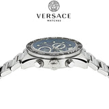 Versace Greca Dome Chronograph Blue Dial Silver Steel Strap Watch for Men - VE6K00323