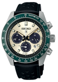 Seiko Prospex Speedtimer Solar Chronograph Ivory Dial Black Leather Strap Watch for Men - SSC943