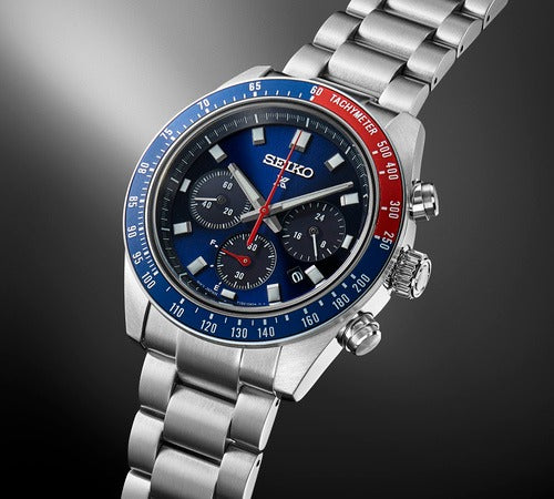Seiko Prospex Speedtimer Solar Chronograph Blue Dial Silver Steel Strap Watch for Men - SSC913 Buy Now By Seiko