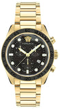 Versace Greca Dome Chronograph Black Dial Gold Steel Strap Watch for Men - VE6K00523