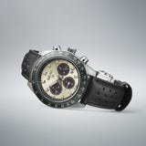 Seiko Prospex Speedtimer Solar Chronograph Ivory Dial Black Leather Strap Watch for Men - SSC943 Buy Now By Seiko