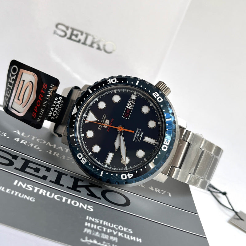 Seiko 5 Sports Automatic Blue Dial Silver Steel Strap Watch for Men - SRPC63J1 Buy Now By Seiko