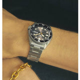 Seiko 5 Sports SKX Street Stonewash Black Dial Silver Steel Strap Watch for Men - SRPL79K1