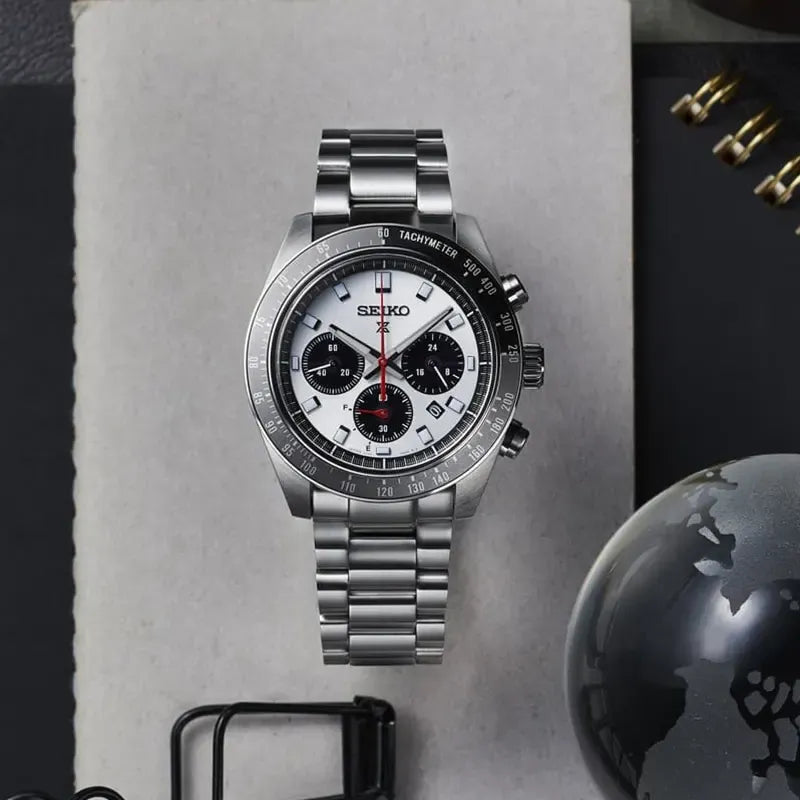 Seiko Prospex Speedtimer Solar Chronograph Silver Dial Silver Steel Strap Watch for Men - SSC911 Buy Now By Seiko