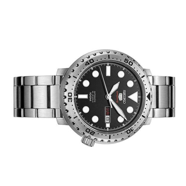 Seiko 5 Sports Automatic Black Dial Silver Steel Strap Watch for Men - SRPC61J1 Buy Now By Seiko