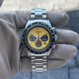 Seiko Prospex Speedtimer Solar Chronograph Yellow Dial Silver Steel Strap Watch for Men - SSC929 Buy Now By Seiko