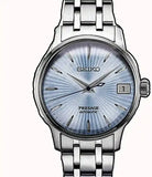 Seiko Presage Cocktail Time Automatic Ice Blue Dial Silver Steel Strap Watch for Men - SRPE19J1