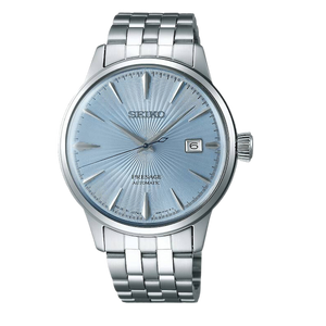 Seiko Presage Cocktail Time Automatic Ice Blue Dial Silver Steel Strap Watch for Men - SRPE19J1