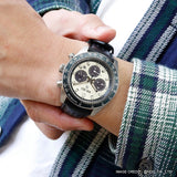 Seiko Prospex Speedtimer Solar Chronograph Ivory Dial Black Leather Strap Watch for Men - SSC943 Buy Now By Seiko