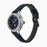 Emporio Armani Mia Moonphase Blue Dial Blue Leather Strap Watch for Women - AR11629