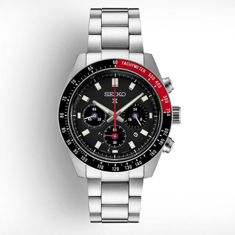 Seiko Prospex Speedtimer Solar Chronograph Black Dial Silver Steel Strap Watch for Men - SSC915 Buy Now By Seiko