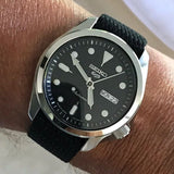 Seiko 5 Sports Automatic Black Dial Black Nylon Strap Watch for Men - SRPE67K1