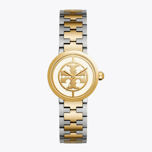 Tory Burch Reva Gold Dial Two Tone Steel Strap Watch for Women - TBW4016