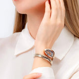 Just Cavalli Glam Evo 5 Serpente Blue Dial Two Tone Steel Strap Watch for Women - JC1L227M0085