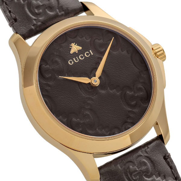 Shop Gucci G Timeless Quartz Brown Dial Brown Leather Strap Watch for Men - YA1264035 in USA
