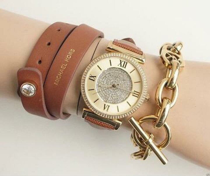 Michael Kors Catlin Champagne Dial Brown Leather Strap Watch for Women - MK2375 Buy Now By Michael Kors