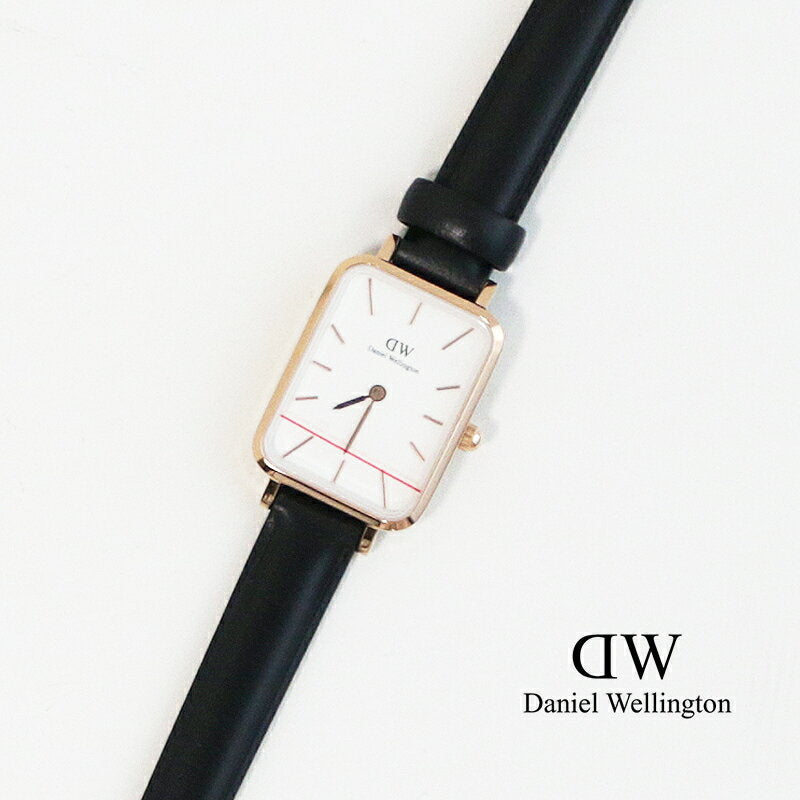 Shop Daniel Wellington Quadro White Dial Black Leather Strap Watch For Women - DW00100434 in USA