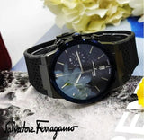Shop Salvatore Ferragamo Sapphire Chrono Black Dial Black Rubber Strap Watch for Men - SFME00621 in USA