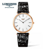 Shop Longines La Grande Classique De Longines White Dial Black Leather Strap Watch for Women - L4.755.1.91.2 in USA