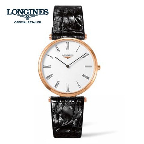 Shop Longines La Grande Classique De Longines White Dial Black Leather Strap Watch for Women - L4.755.1.91.2 in USA