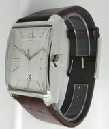 Shop Calvin Klein Window Silver Dial Brown Leather Strap Watch for Men - K2M21126 in USA