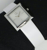 Calvin Klein Mark Silver Dial White Leather Strap Watch for Women - K3R231L6 Buy Now By Calvin Klein