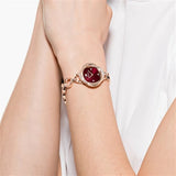 Shop Swarovski Crystal Flower Red Dial Rose Gold Steel Strap Watch for Women - 5552783 in USA