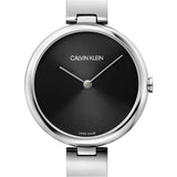 Shop Calvin Klein Wavy Black Dial Silver Steel Strap Watch for Women - K9U23141 in USA