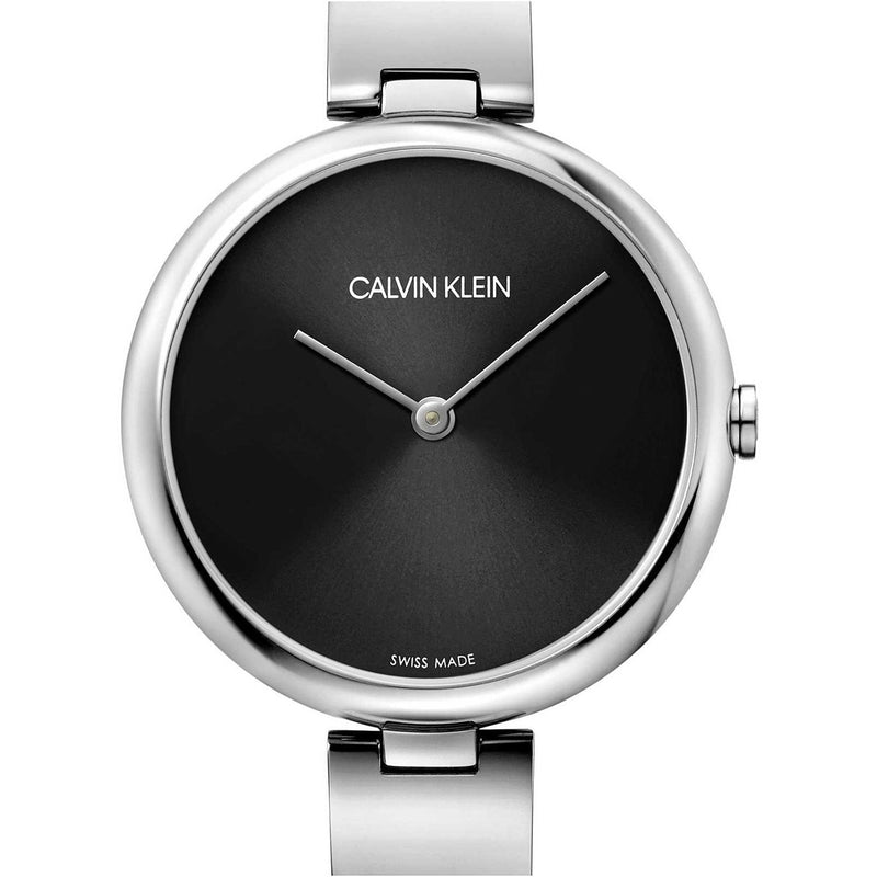 Shop Calvin Klein Wavy Black Dial Silver Steel Strap Watch for Women - K9U23141 in USA
