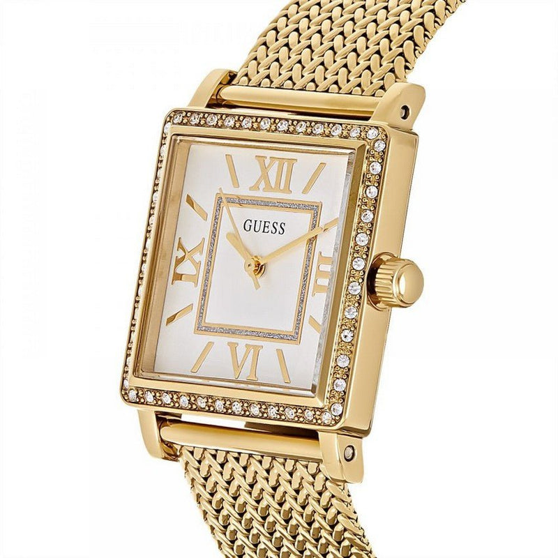 Guess White Dial Gold Mesh Bracelet Watch For Women - W0826L2 Buy Now By Guess