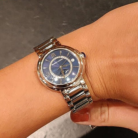 Shop Maurice Lacroix Fiaba Moonphase Blue Dial Silver Steel Strap Watch for Women - FA1084-SS002-420-1 in USA