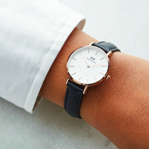 Daniel Wellington Classic Petite Sheffield White Dial Black Leather Strap Watch For Women - DW00100230 Buy Now By Daniel Wellington