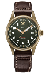 Shop IWC Pilot's Watch Automatic Spitfire Green Dial Brown Leather Strap Watch for Men - IW326802 in USA