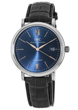 IWC Portofino Automatic Blue Dial Black Leather Strap Watch for Men - IW356523 Buy Now By IWC
