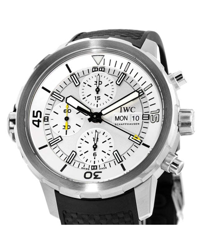 Shop IWC Aquatimer Chronograph White Dial Black Rubber Strap Watch for Men - IW376801 in USA