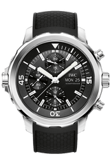 Shop IWC Aquatimer Chronograph Black Dial Black Leather Strap Watch for Men - IW376803 in USA