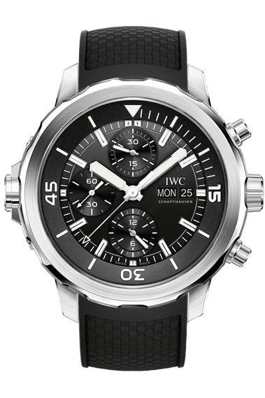 Shop IWC Aquatimer Chronograph Black Dial Black Leather Strap Watch for Men - IW376803 in USA