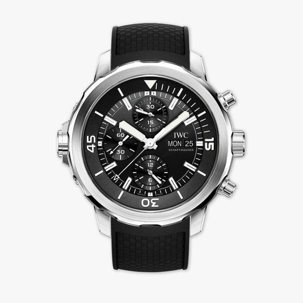Shop IWC Aquatimer Chronograph Black Dial Black Leather Strap Watch for Men - IW376803 in USA