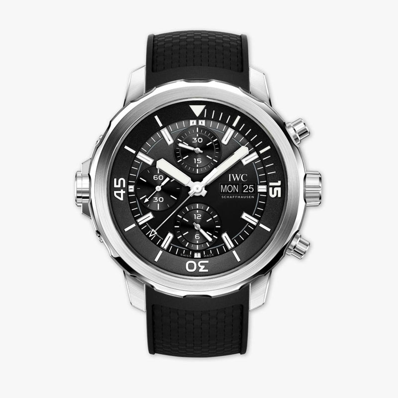 Shop IWC Aquatimer Chronograph Black Dial Black Leather Strap Watch for Men - IW376803 in USA