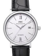 Shop IWC Portofino Automatic White Dial Black Leather Strap Watch for Men - IW356501 in USA