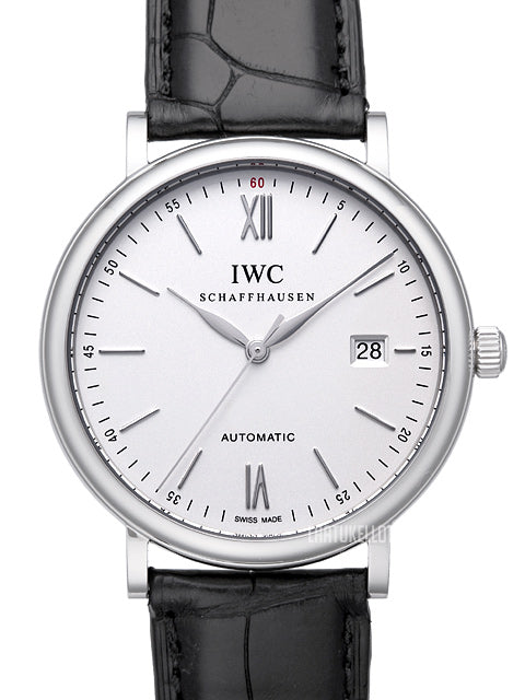 Shop IWC Portofino Automatic White Dial Black Leather Strap Watch for Men - IW356501 in USA