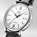 Shop IWC Portofino Automatic '150 Years' Edition Automatic White Dial Black Leather Strap Watch for Men - IW356519 in USA
