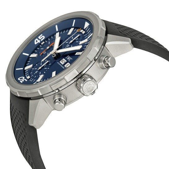 Shop IWC Aquatimer Automatic Chronograph 44mm Blue Dial Black Rubber Strap Watch for Men - IW376805 in USA